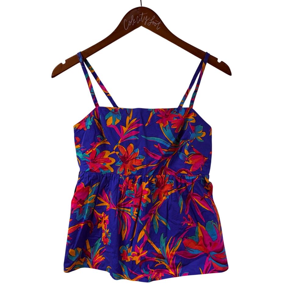 J Crew Colorful Tie Back Tank Top Spaghetti Strap Tropical Size 2